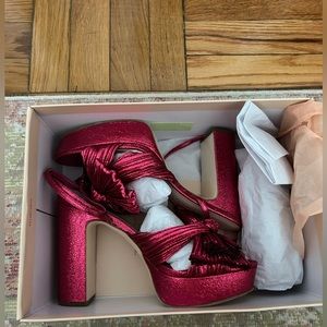 Loeffler Randall Natalia Platform Bow Heel in Fuchsia/Hot Pink - Size 7.5